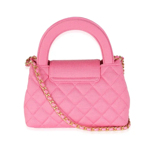 Chanel Pink Quilted Jersey Nano Kelly Shopper - Image 4