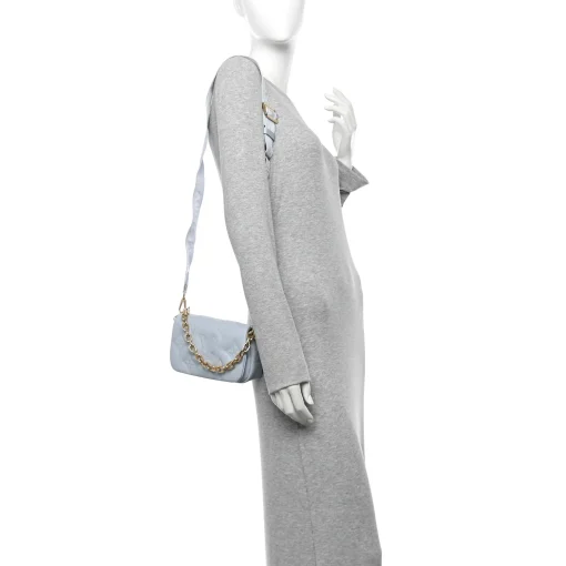 LOUIS VUITTON Calfskin Bubblegram Wallet On Strap Ice Blue - Image 4