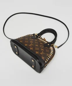 Alternative view of LOUIS VUITTON Studded Alma BB Monogram Macassar Canvas Brown Bag