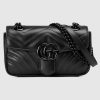 GG MARMONT SMALL BLACK MATELASSE TOP HANDLE BAG