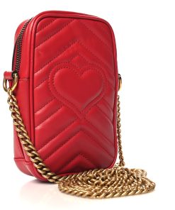 Alternative view of GUCCI Matelasse Mini GG Marmont Hibiscus Red Bag