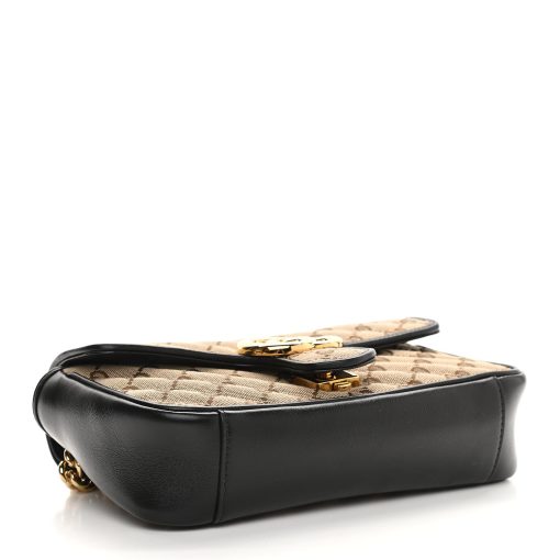 Gucci Diagonal Mini GG Shoulder Bag Beige Black - Image 2