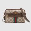 Gucci GG Supreme Web Mini Ophidia Shoulder Brown Bag