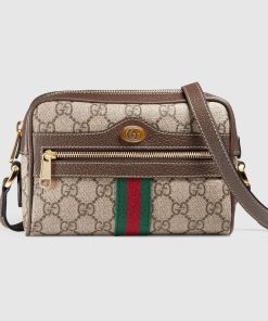 Gucci GG Supreme Web Mini Ophidia Shoulder Brown Bag