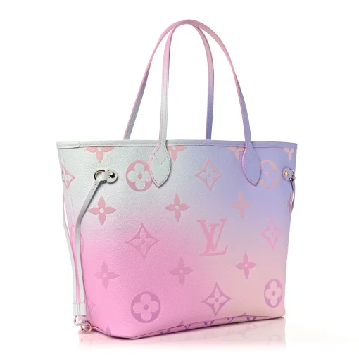 Louis Vuitton Neverfull Bag MM Blue Pink Canvas Monogram Suhali - Image 2