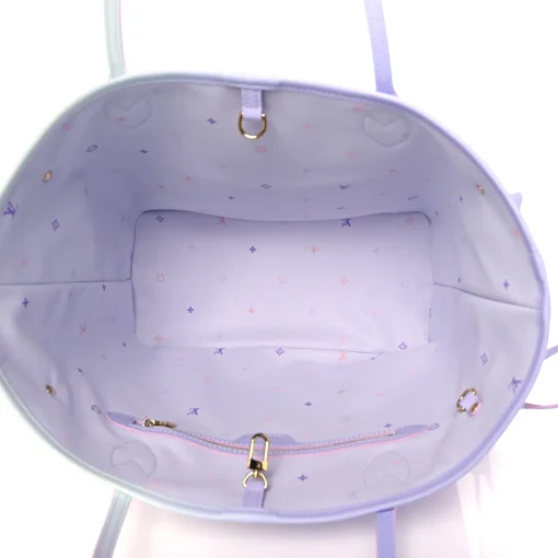 Louis Vuitton Neverfull Bag MM Blue Pink Canvas Monogram Suhali - Image 4