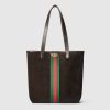 GUCCI Ophidia Medium Tote Dark Brown Suede Bag