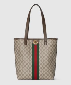 GUCCI Ophidia Medium Tote Beige And Brown Bag