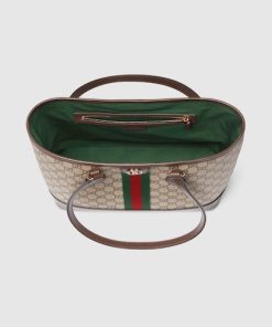 Alternative view of GUCCI Ophidia medium tote beige and brown