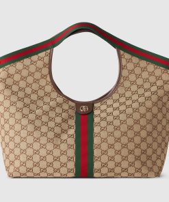 Gucci Giglio large tote beige and brown