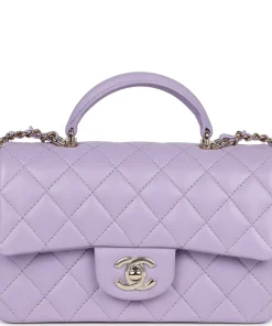 Chanel MINI FLAP BAG WITH TOP HANDLE Metal Light Purple