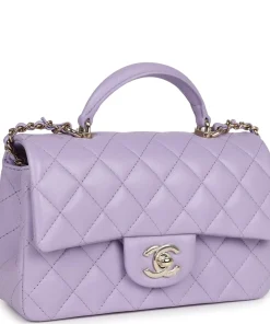 Alternative view of Chanel MINI FLAP BAG WITH TOP HANDLE Metal Light Purple