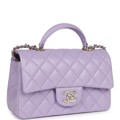 Chanel MINI FLAP BAG WITH TOP HANDLE Metal Light Purple - Image 2