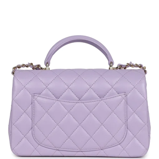 Chanel MINI FLAP BAG WITH TOP HANDLE Metal Light Purple - Image 3
