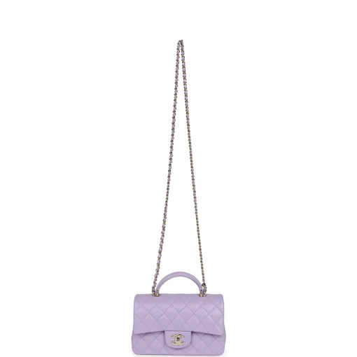 Chanel MINI FLAP BAG WITH TOP HANDLE Metal Light Purple - Image 4