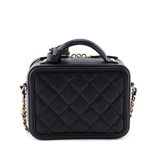 Chanel Filigree Vanity Case Gold-tone Small Black - Image 3