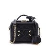 Chanel Filigree Vanity Case Gold-tone Small Black