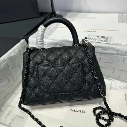 CHANEL Coco Mini Top Lizard Handle Caviar Leather Bag - Image 3