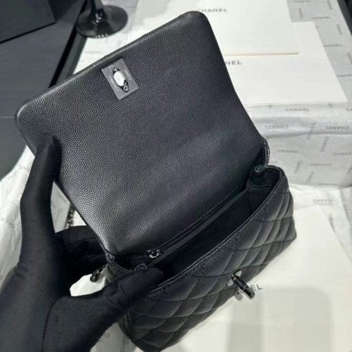 CHANEL Coco Mini Top Lizard Handle Caviar Leather Bag - Image 4