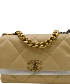 CHANEL 19 Large Lambskin Leather Nude Bag