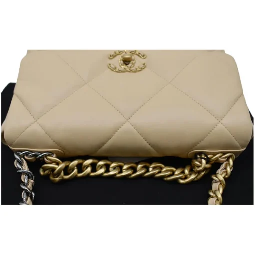 CHANEL 19 Large Lambskin Leather Nude Bag - Image 2