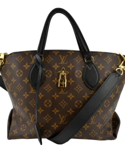 LOUIS VUITTON  Flower Zipped MM Monogram Canvas Tote Noir Bag