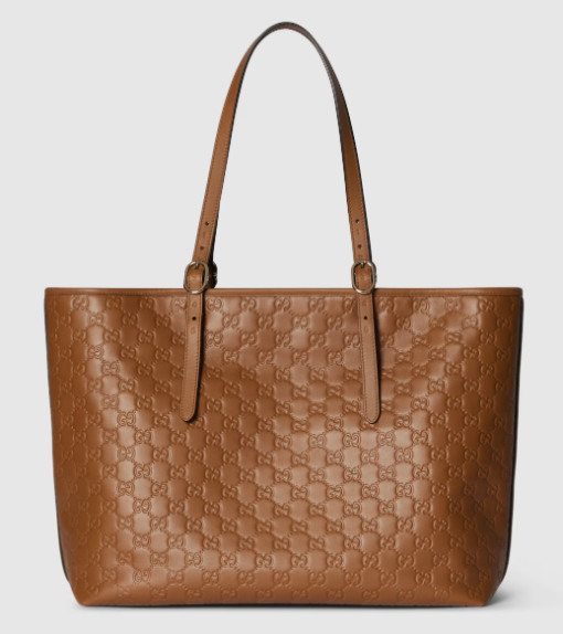 GUCCI GG Emblem Large Tote Brown Bag - Image 2