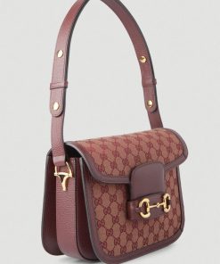 Alternative view of Gucci 1955 Horsebit Supreme Shoulder Bag in Burgundy