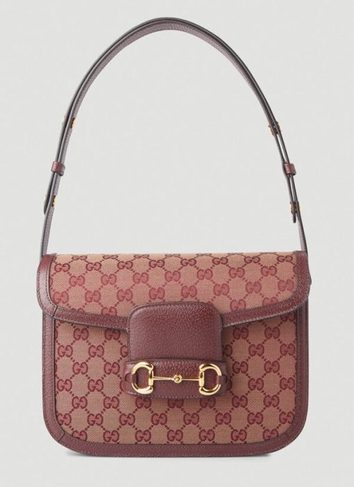 Gucci 1955 Horsebit Supreme Shoulder Bag in Burgundy - Image 3