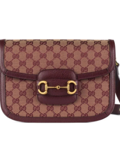 Gucci 1955 Horsebit Supreme Shoulder Bag in Burgundy