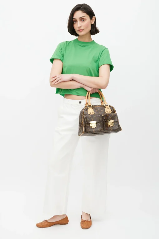 LV Brown & Gold Manhattan Monogram Bag - Image 3