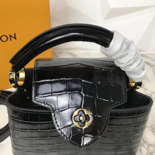 Louis Vuitton Capucines Mini Crocodile Bag Black - Image 3