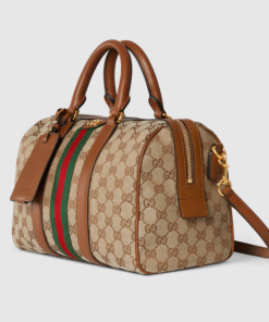 Alternative view of Gucci Ophidia medium boston beige and brown GG canvas bag