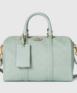 Gucci Ophidia medium boston icy blue GG canvas bag