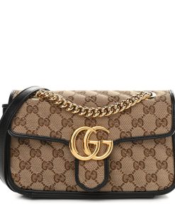 Gucci Diagonal Mini GG Shoulder Bag Beige Black