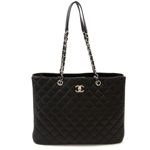 CHANEL Large Classic Caviar Leather Tote Shoulder Black Bag - Image 3