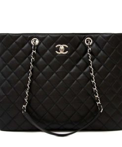 CHANEL Large Classic Caviar Leather Tote Shoulder Black Bag