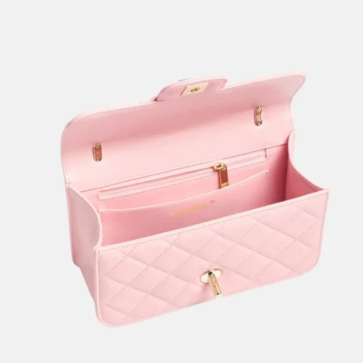 MINI FLAP BAG Shiny Lambskin & Gold-Tone Metal Pink - Image 2