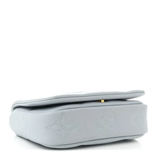 LOUIS VUITTON Calfskin Bubblegram Wallet On Strap Ice Blue - Image 3