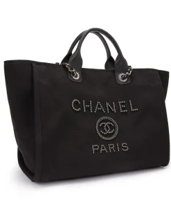 Alternative view of Chanel Large Deauville Black Canvas Imitation Pearl