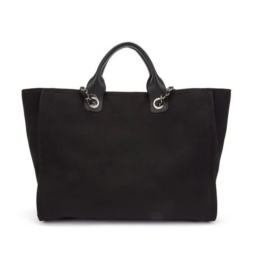 Chanel Large Deauville Black Canvas Imitation Pearl - Image 3