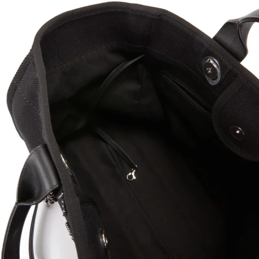 Chanel Large Deauville Black Canvas Imitation Pearl - Image 4