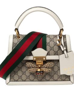 Gucci Supreme Leather Small Queen Top Handle Beige/White Bag