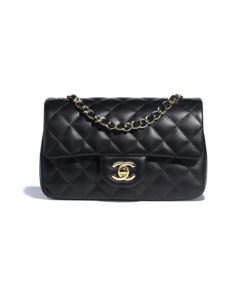 MINI FLAP BAG Shiny Lambskin Gold-Tone Metal