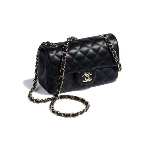 MINI FLAP BAG Shiny Lambskin Gold-Tone Metal - Image 2