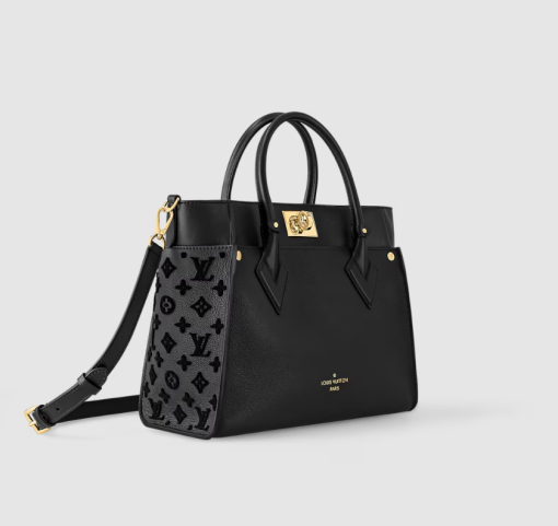 LOUIS VUITTON Grained Calfskin Shearling On My Side MM Black - Image 2