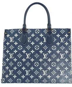Louis Vuitton Onthego MM Denim Jacquard Textile Navy Blue M59608