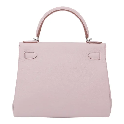 Hermes Kelly 20cm Bag In Mauve Pale Clemence Leather PHW - Image 2