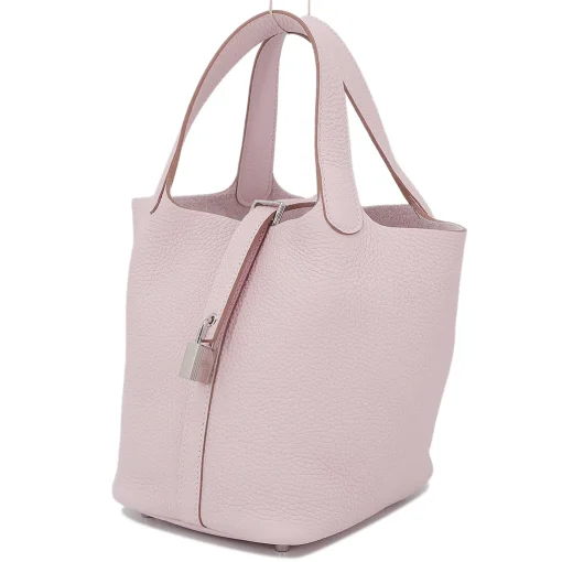 Hermes Picotin Lock 22 Bag In Mauve Pale Clemence Leather - Image 3