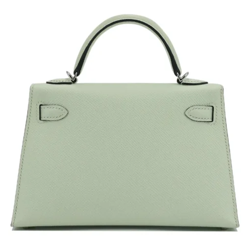 Hermes Kelly 20cm Bag In Vert Fizz Clemence Leather PHW - Image 2